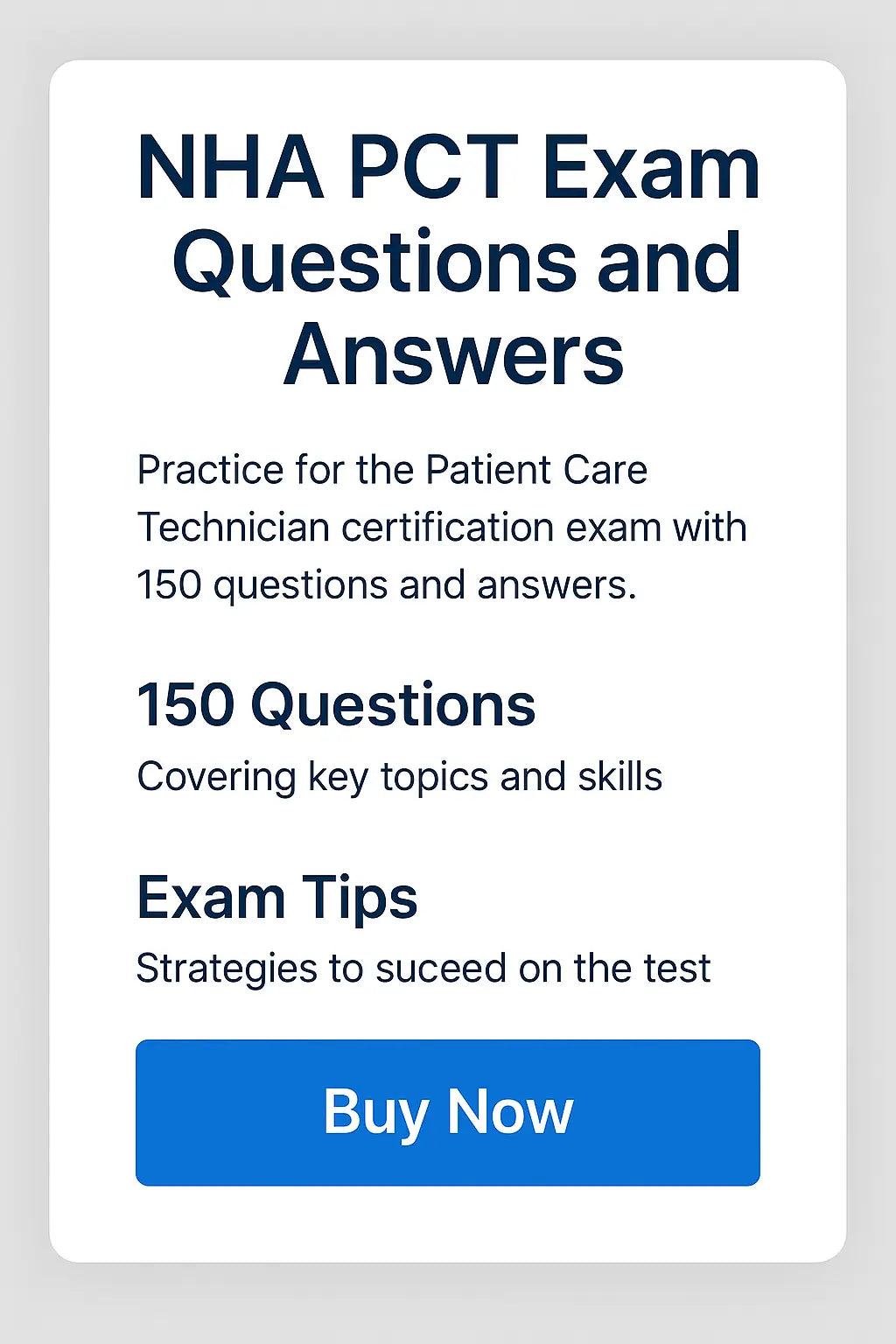 NHA PCT Test questions and Answers FEMA Test Answers