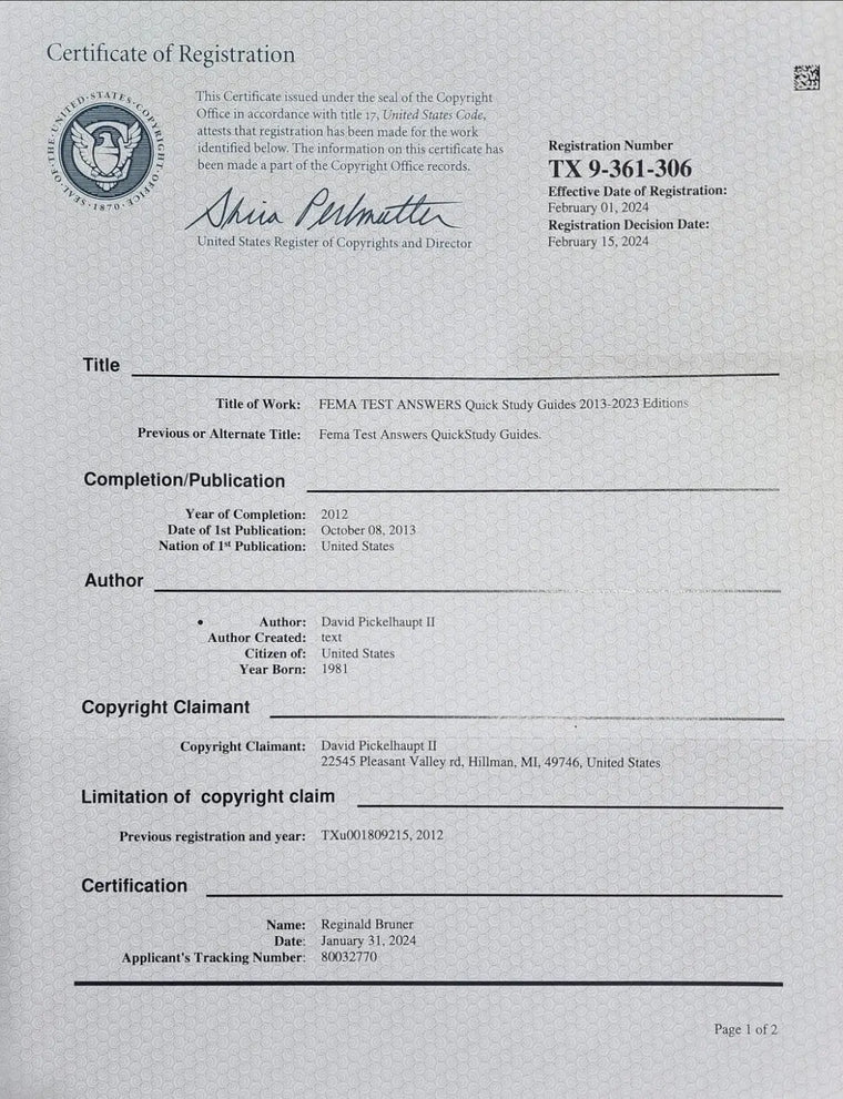 SAMPLE PAGE DMCA NOTICE OF  copyright ownership
